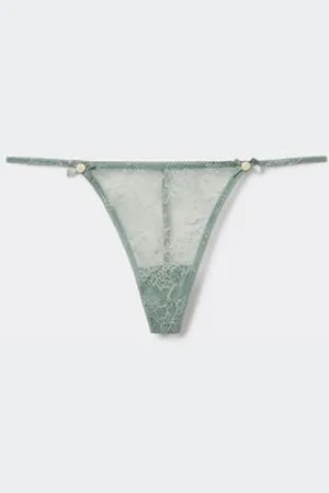 Tezenis String mit Seitenband im Tanga-Stil aus Spitze Lovely Roses Frau Größe M