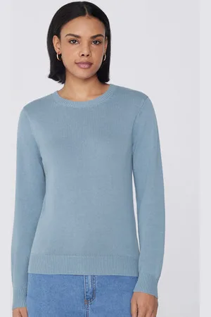 Tezenis Langärmeliger Basic-Pullover mit Rundhalsausschnitt aus Baumwolle in Fully-fashioned-Verarbeitung Frau Größe M
