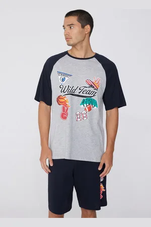 Tezenis Kurzer Baumwoll-Pyjama mit „Team“-Print Mann Größe L