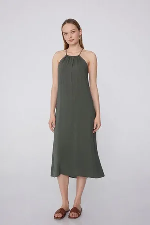 Tezenis Midikleid aus Viskosetuch mit geflochtenen Trägern Frau Größe L