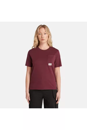 Timberland Damen Shirts - T-shirt Mit Abgeschrägter Tasche Für Damen In Burgunderrot Burgunderrot, Größe