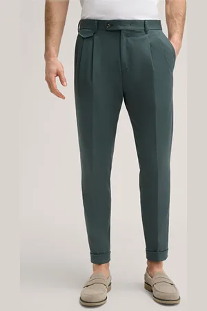 Windsor Baumwollmix-Hose Sapo mit Bundfalte in Petrol
