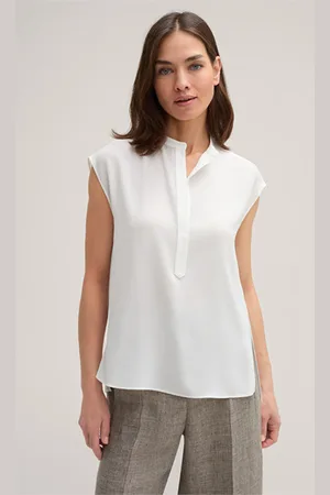 Windsor Crepe-Blusen-Top ohne Arm in Ecru
