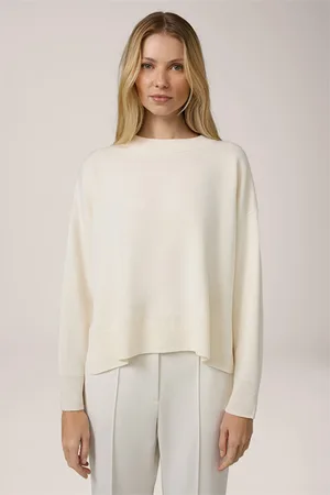 Windsor Schurwoll-Pullover mit Cashmere in Ecru