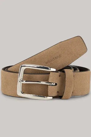 Windsor Veloursleder-Gürtel in Taupe