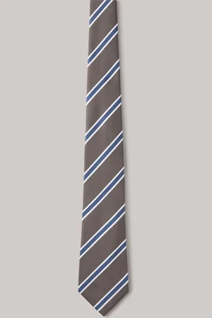 Windsor Baumwollmix-Krawatte mit Seide in Taupe gestreift