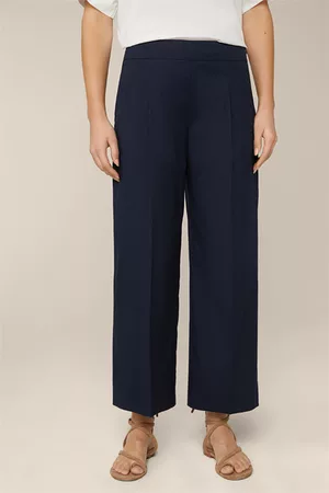 Windsor Verkürzte Baumwollstretch-Marlene-Hose in Navy
