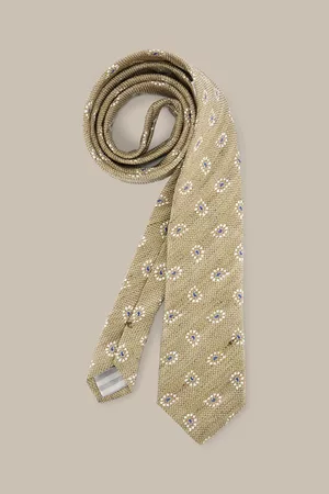 Windsor Herren Krawatten - Leinen-Krawatte mit Seide in Grün-Grau gemustert