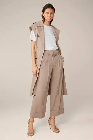 Windsor Damen Trenchcoats - Baumwoll-Gabardine-Doppelreiher-Long-Weste in