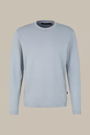 Windsor Herren Lange Ärmel - Baumwoll-angarm-Shirt Frido in Blau-Grau