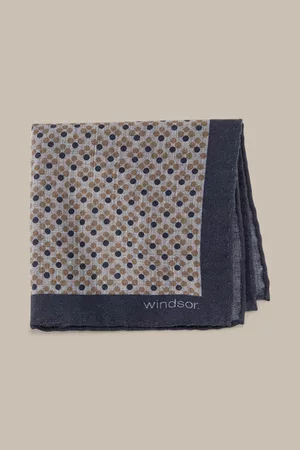 Windsor Herren Einstecktücher - Einstecktuch aus Schurwolle in Beige-Blau gemustert