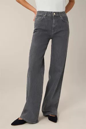 Windsor Damen Weite Hosen - Jeans-Marlene-Hose in Grey Washed