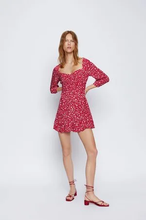 Zara Damen Bedruckte Kleider - Kleid mit blumenmuster und volant
