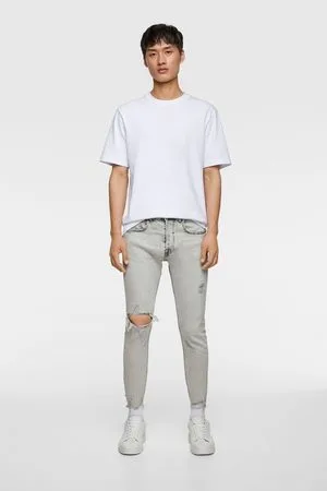 Zara Skinny-jeans mit unversäubertem saum