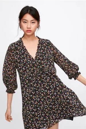 Zara Damen Bedruckte Kleider - Kleid mit blumenmuster