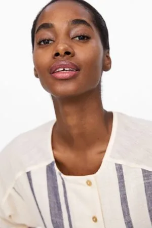 Zara Damen Tops & Shirts - Oberteil aus festem stoff mit streifen