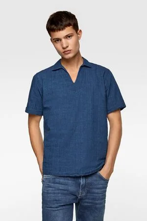 Zara Herren Poloshirts - Polohemd aus festem stoff